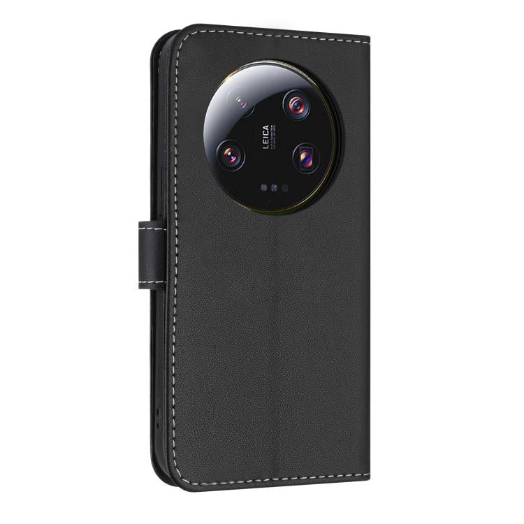 Funda de cuero con lazo metálico y correa para la mano para Xiaomi 13 Ultra (negro)
