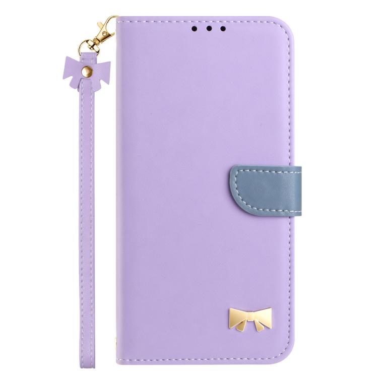 Funda de cuero con lazo metálico y correa para la mano para Xiaomi 13T/13T Pro (morado)