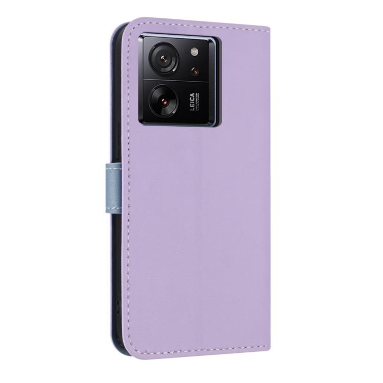 Funda de cuero con lazo metálico y correa para la mano para Xiaomi 13T/13T Pro (morado)
