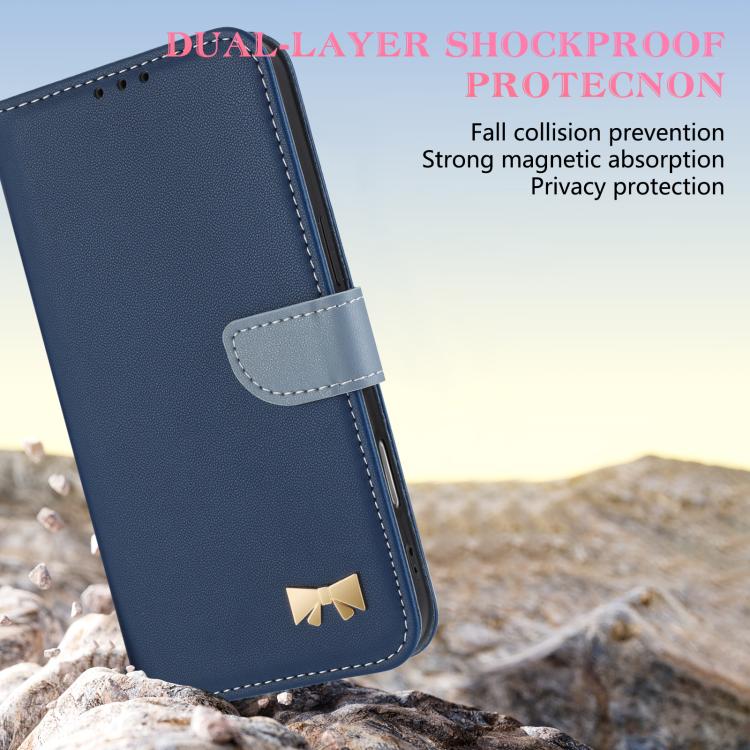 Funda de cuero con lazo metálico y correa para Xiaomi 14 Ultra (azul oscuro)
