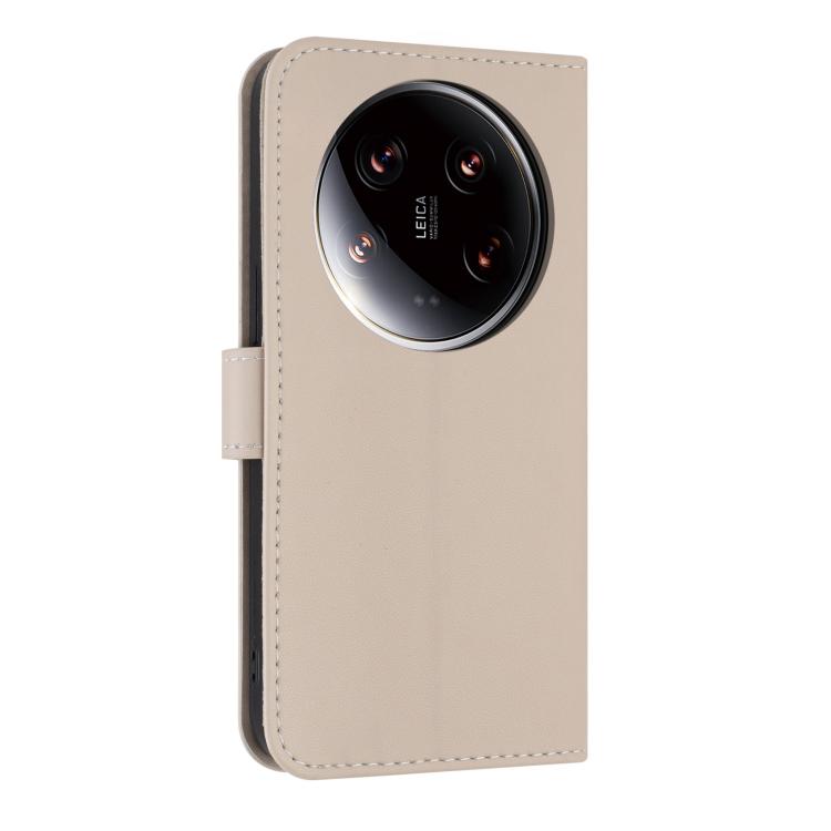 Funda de cuero con lazo metálico y correa para la mano para Xiaomi 14 Ultra (albaricoque)