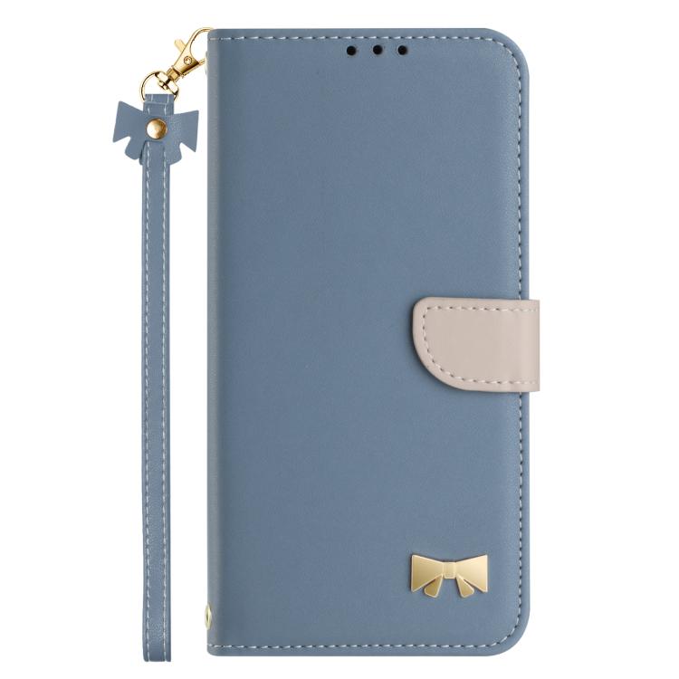 Funda de cuero con lazo metálico y correa para la mano para Xiaomi 14 Ultra (azul claro)
