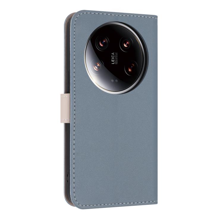 Funda de cuero con lazo metálico y correa para la mano para Xiaomi 14 Ultra (azul claro)