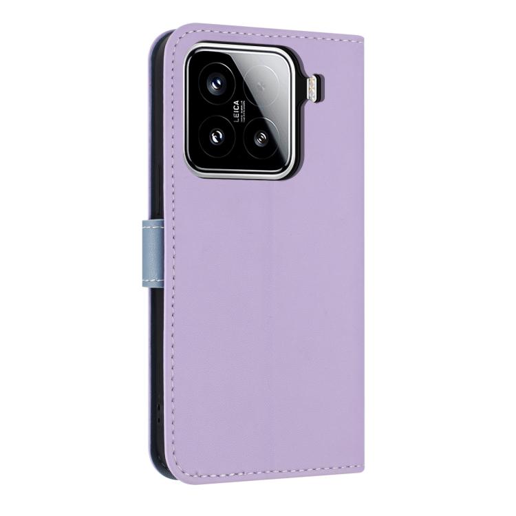 Funda de cuero con lazo metálico y correa para la mano para Xiaomi 15 (morado)