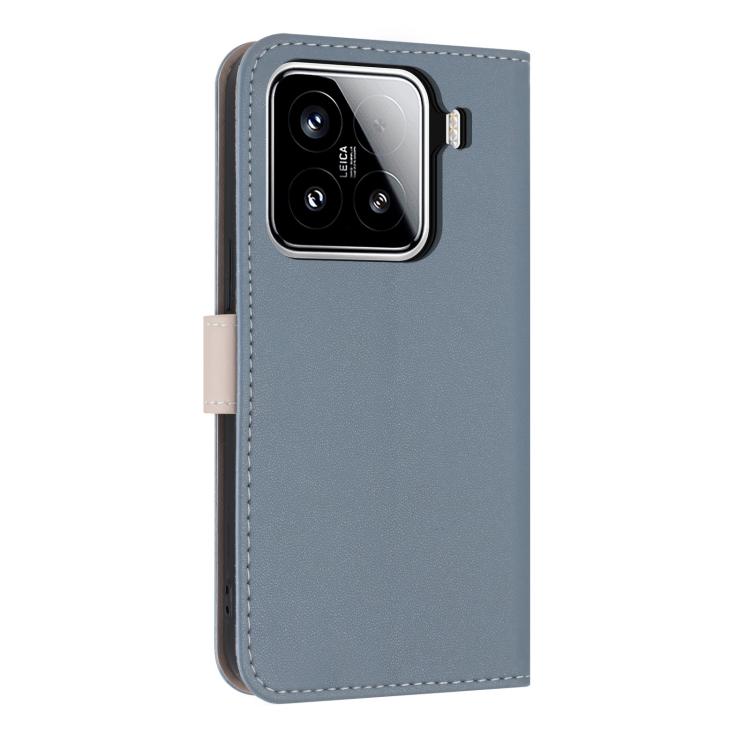 Funda de cuero con lazo metálico y correa para la mano para Xiaomi 15 (azul claro)