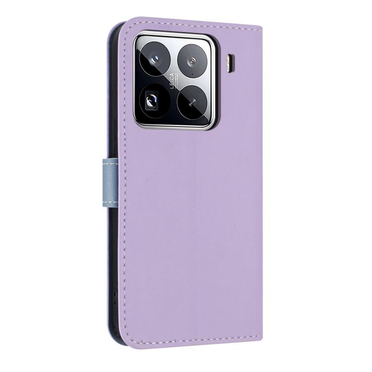 Funda de cuero con lazo metálico y correa para la mano para Xiaomi 15 Pro (morado)