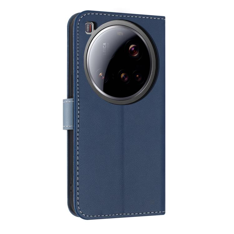 Funda de cuero con lazo metálico y correa para Xiaomi 15 Ultra (azul oscuro)