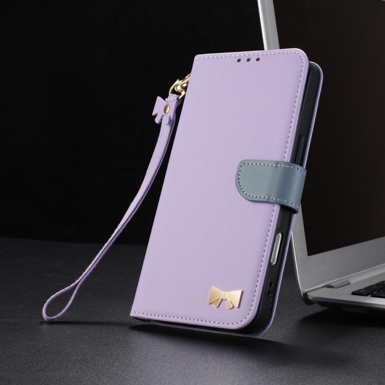 Funda de cuero con lazo metálico y correa para Xiaomi 15 Ultra (morado)