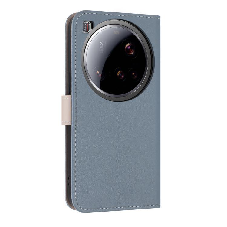 Funda de cuero con lazo metálico y correa para la mano para Xiaomi 15 Ultra (azul claro)