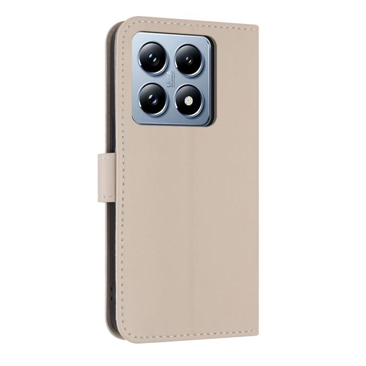 Funda de cuero con lazo metálico y correa para la mano para Xiaomi 14T (albaricoque)