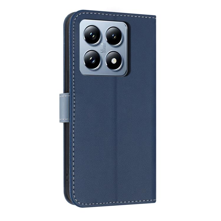 Funda de cuero con lazo metálico y correa para la mano para Xiaomi 14T Pro (azul oscuro)