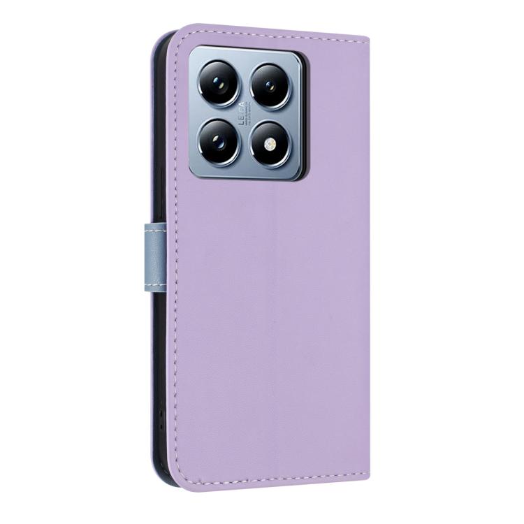 Funda de cuero con lazo metálico y correa para la mano para Xiaomi 14T Pro (morado)
