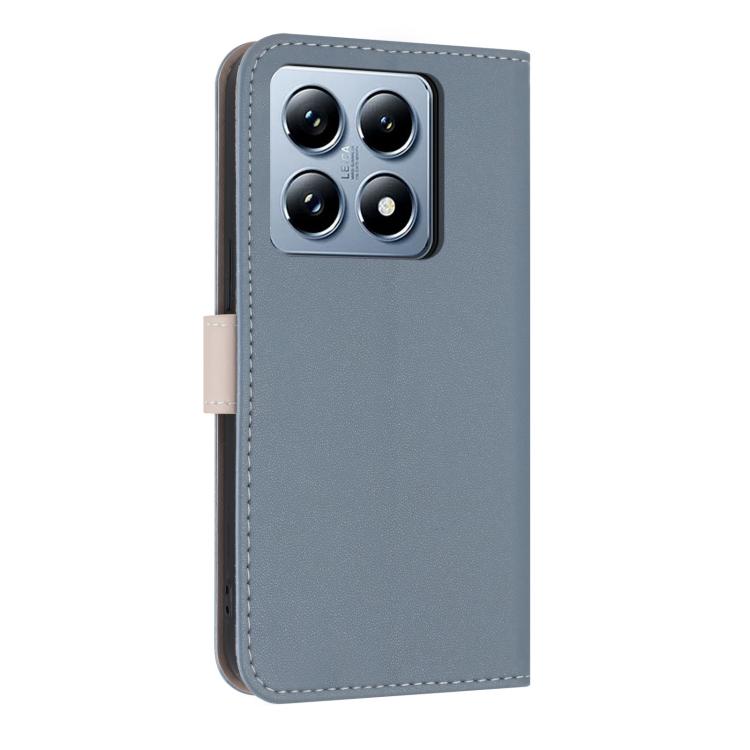 Funda de cuero con lazo metálico y correa para la mano para Xiaomi 14T Pro (azul claro)