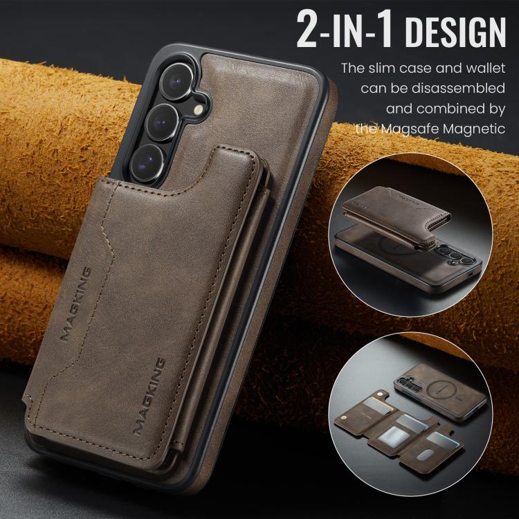 Funda desmontable para Samsung Galaxy S25+ 5G DG.MING MAGKING-K3 Series con tarjetero RFID MagSafe (café)