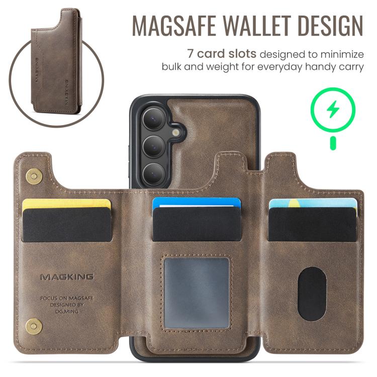 Funda desmontable para Samsung Galaxy S25+ 5G DG.MING MAGKING-K3 Series con tarjetero RFID MagSafe (café)