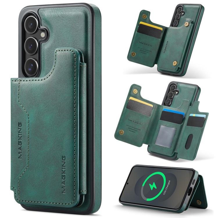 Funda desmontable para Samsung Galaxy S25+ 5G DG.MING MAGKING-K3 Series con ranuras para tarjetas RFID MagSafe (verde)