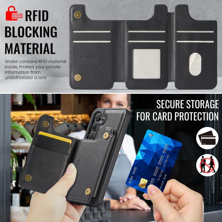 Funda desmontable para Samsung Galaxy S24 5G DG.MING MAGKING-K3 Series con ranuras para tarjetas RFID MagSafe (negra)