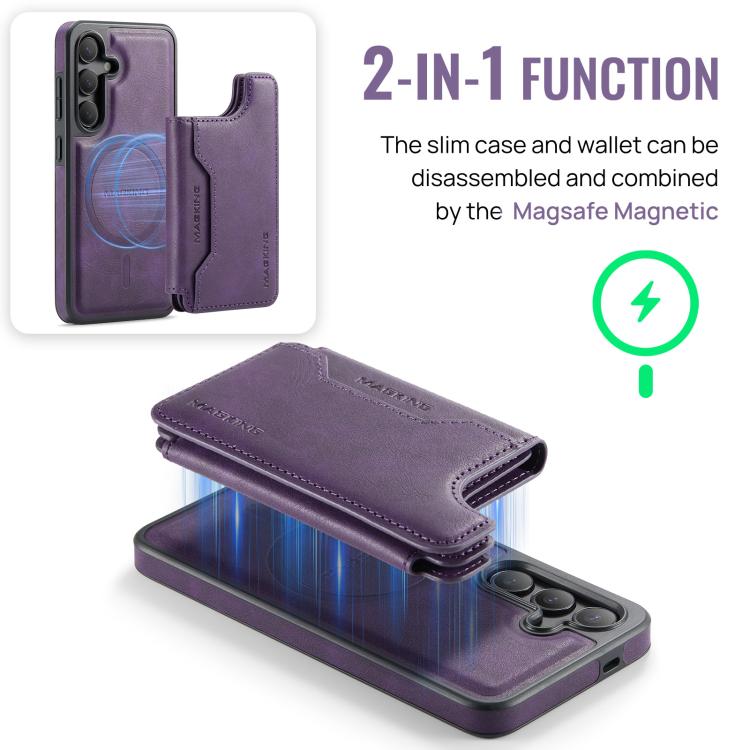 Funda desmontable para Samsung Galaxy S24 5G DG.MING MAGKING-K3 Series con ranuras para tarjetas RFID MagSafe (morado)