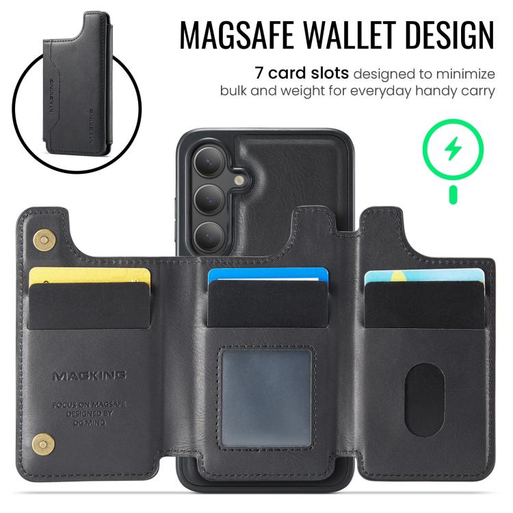 Funda desmontable para Samsung Galaxy S24+ 5G DG.MING MAGKING-K3 Series con ranuras para tarjetas RFID MagSafe (negra)