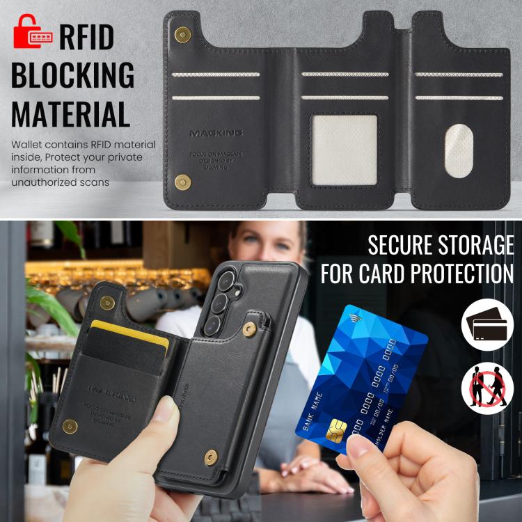 Funda desmontable para Samsung Galaxy S24+ 5G DG.MING MAGKING-K3 Series con ranuras para tarjetas RFID MagSafe (negra)