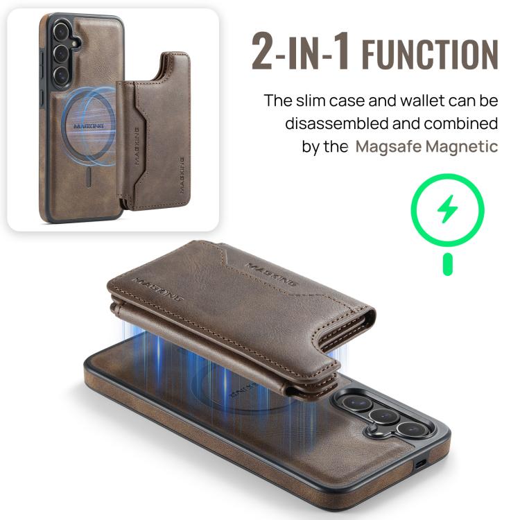 Funda desmontable para Samsung Galaxy S24+ 5G DG.MING MAGKING-K3 Series con ranuras para tarjetas RFID MagSafe (café)