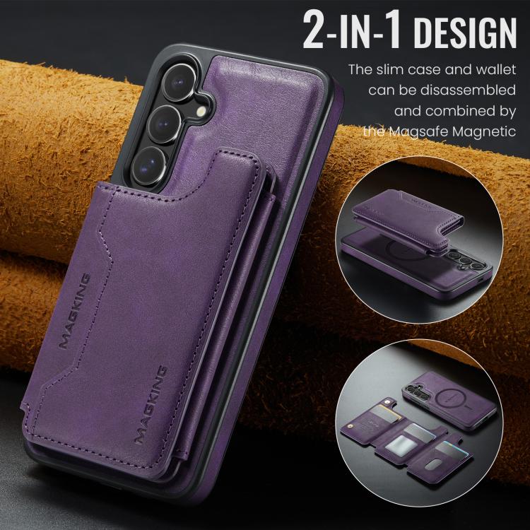 Funda desmontable para Samsung Galaxy S24+ 5G DG.MING MAGKING-K3 Series con ranuras para tarjetas RFID MagSafe (morado)