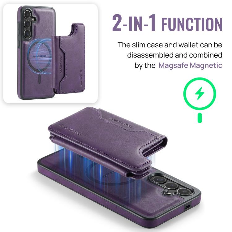 Funda desmontable para Samsung Galaxy S24+ 5G DG.MING MAGKING-K3 Series con ranuras para tarjetas RFID MagSafe (morado)