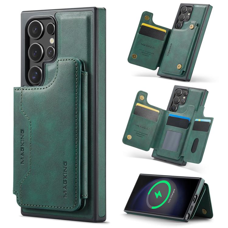 Funda desmontable para Samsung Galaxy S23 Ultra 5G DG.MING MAGKING-K3 Series con ranuras para tarjetas RFID MagSafe (verde)