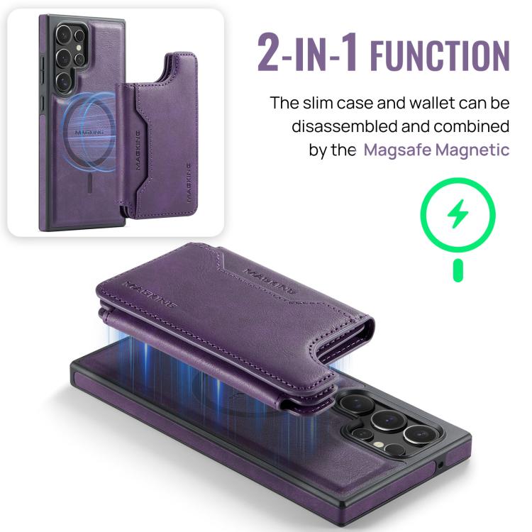 Funda desmontable para Samsung Galaxy S23 Ultra 5G DG.MING MAGKING-K3 Series con ranuras para tarjetas RFID MagSafe (morado)