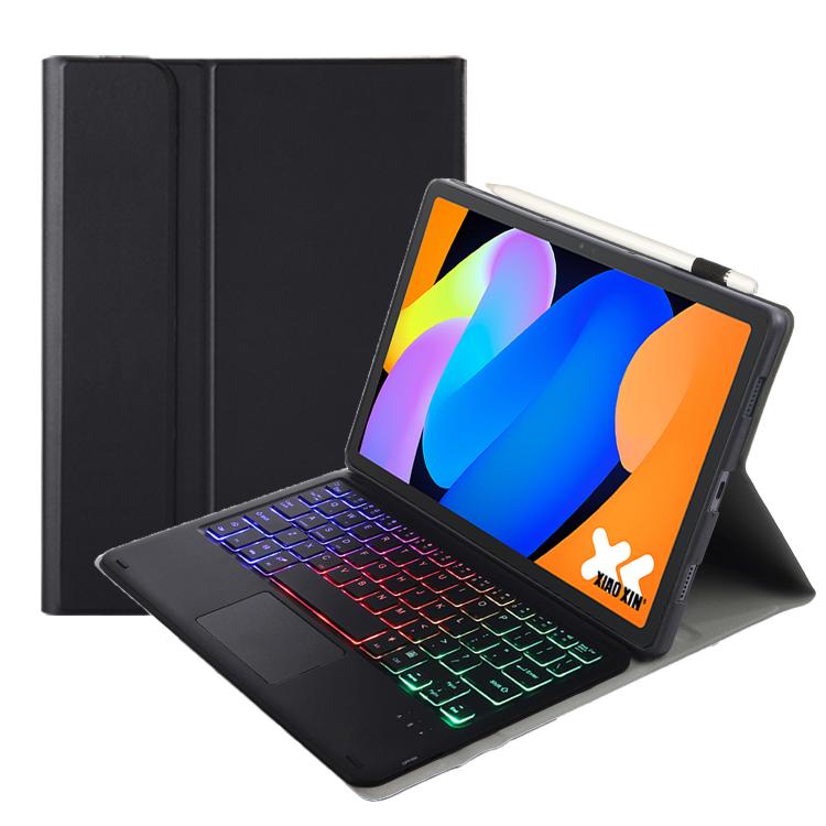 Funda ultrafina de cuero con teclado Bluetooth, retroiluminación desmontable y panel táctil para Lenovo Xiaoxin Pad 11 2025 AM31-AS (negro)