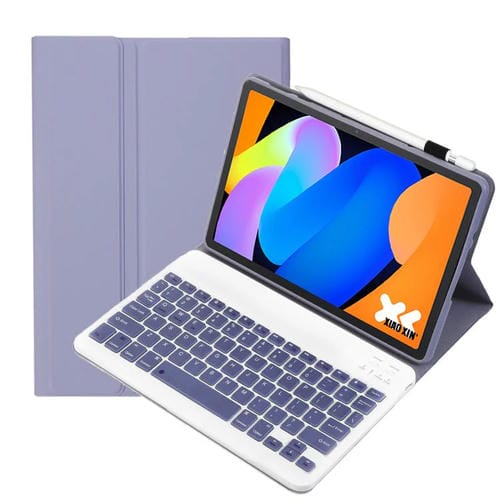 Funda de cuero ultrafina con teclado Bluetooth desmontable para Lenovo Xiaoxin Pad de 11 pulgadas (2025 AM31) (blanco lavanda)