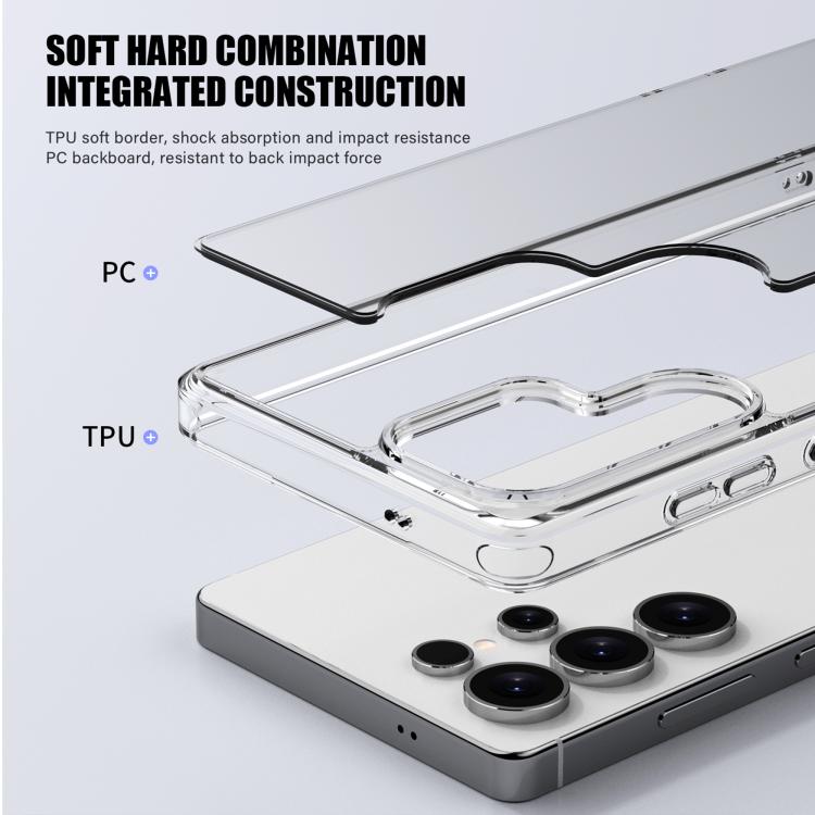 Funda protectora iPAKY Aurora Series de PC y TPU a prueba de golpes para Samsung Galaxy S25+ 5G (negro transparente)