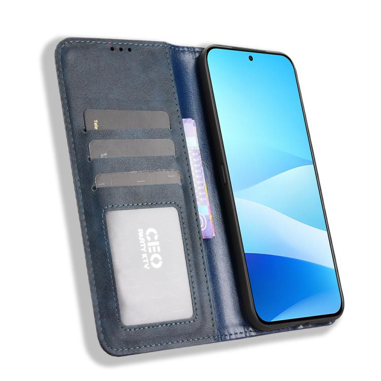 Funda de cuero con textura retro y hebilla magnética para Meizu Note 16 Pro 5G (azul)