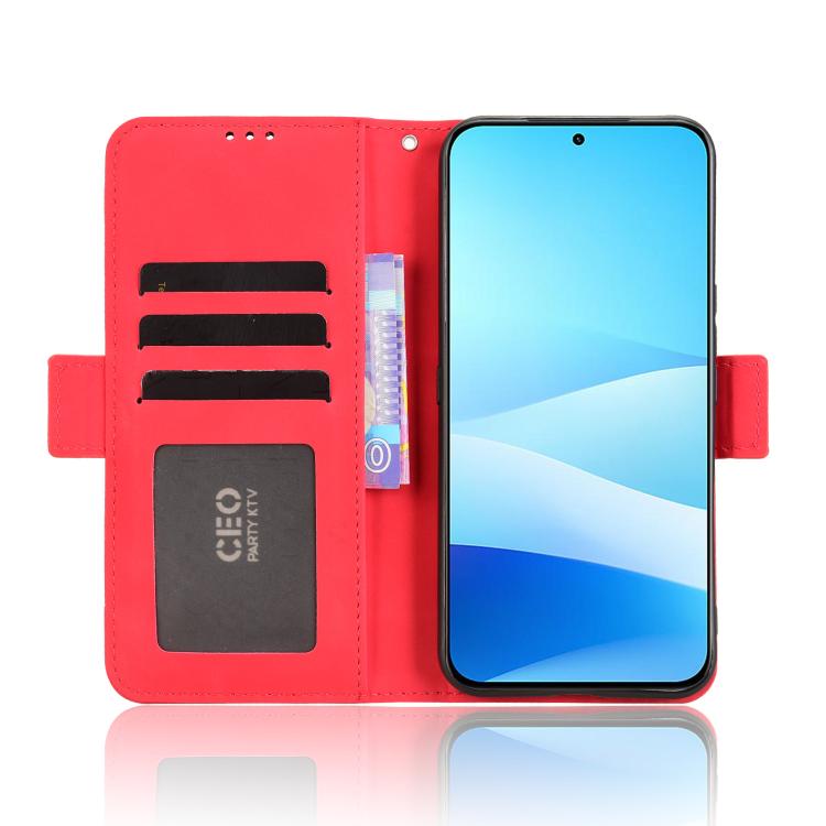 Funda de piel con textura de becerro y ranuras para tarjetas para Meizu Note 16 Pro 5G (roja)