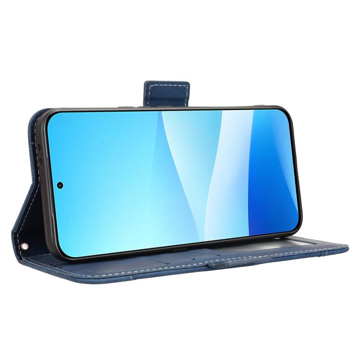Funda de piel con textura de becerro y ranuras para tarjetas para Meizu Note 16 Pro 5G (azul)