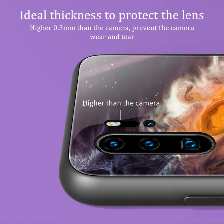 Para Huawei P30 Pro Funda protectora de vidrio con patrón de mármol (DL06)