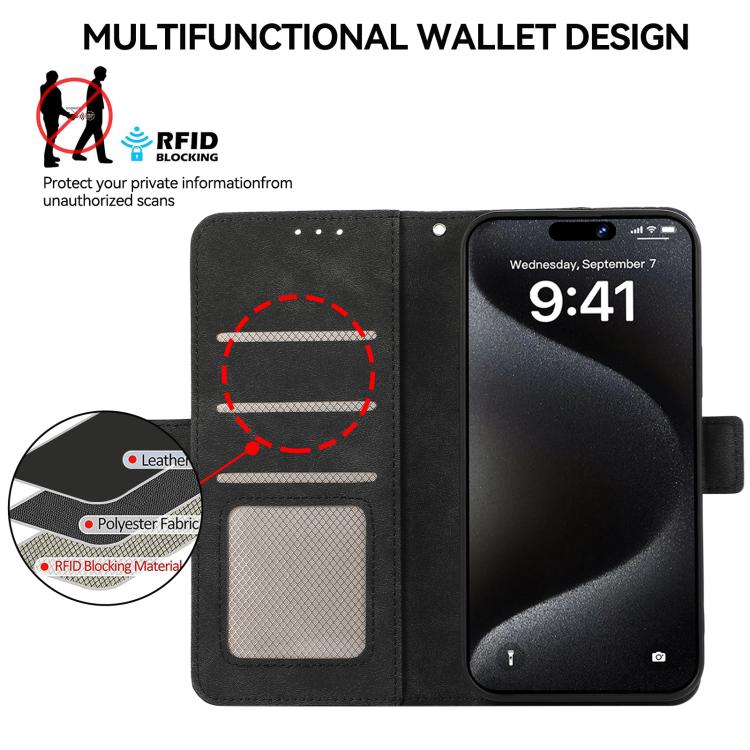 Funda de cuero magnético ABEEL con protección RFID para Samsung Galaxy XCover7 Pro (negra)