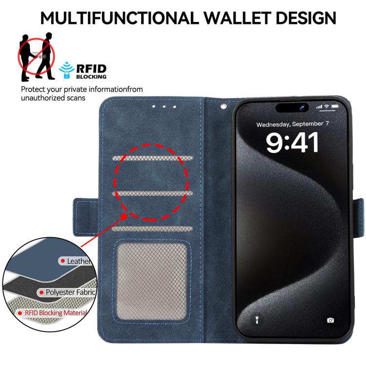 Funda de cuero magnético ABEEL con protección RFID para Samsung Galaxy XCover7 Pro (azul)