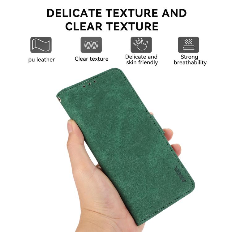 Funda de cuero magnético ABEEL con protección RFID para Samsung Galaxy XCover7 Pro (verde)