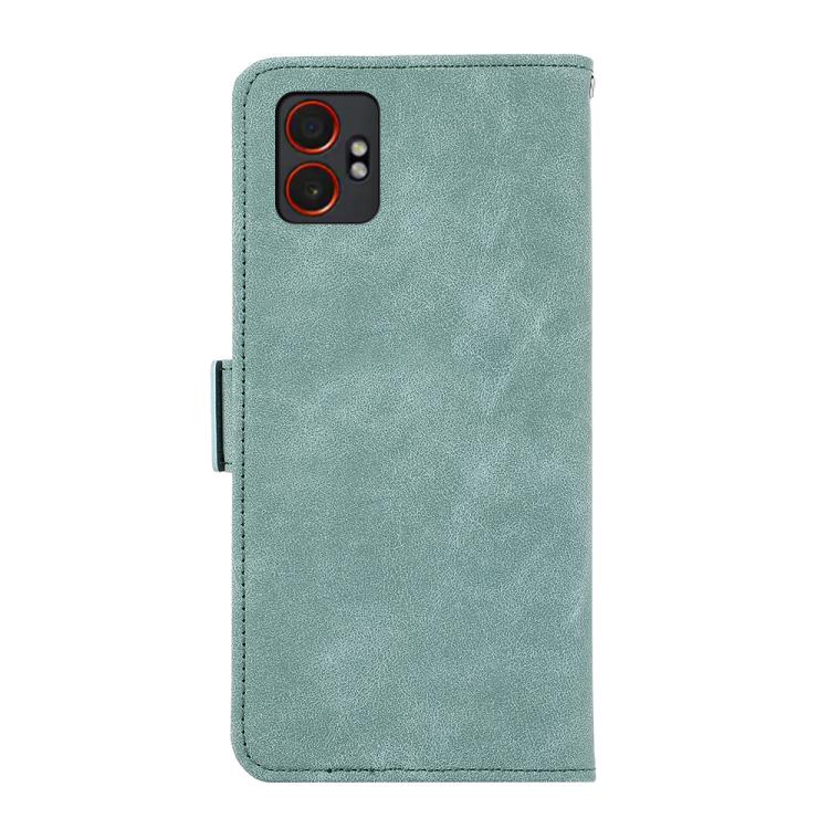 Funda de cuero magnético ABEEL con protección RFID para Samsung Galaxy XCover7 Pro (cian)