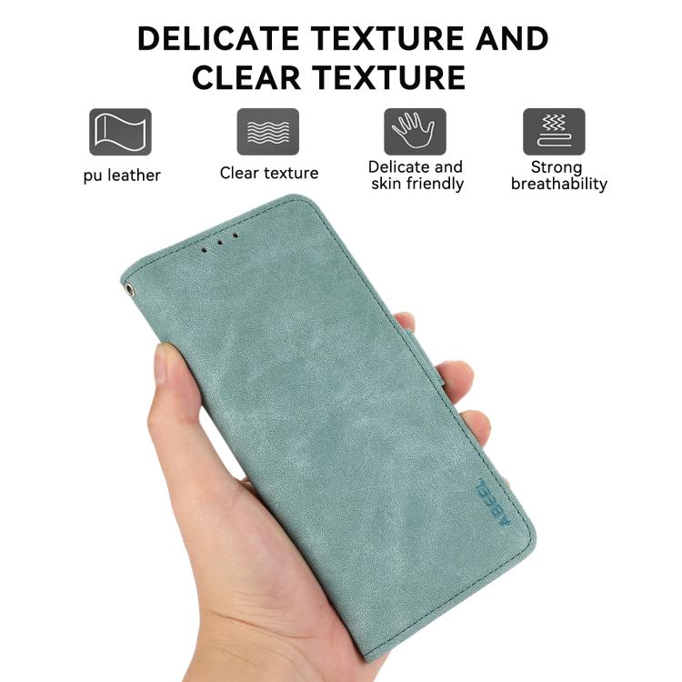 Funda de cuero magnético ABEEL con protección RFID para Samsung Galaxy XCover7 Pro (cian)