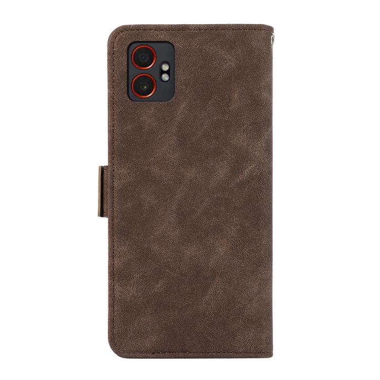 Funda de cuero magnético ABEEL con protección RFID para Samsung Galaxy XCover7 Pro (marrón)