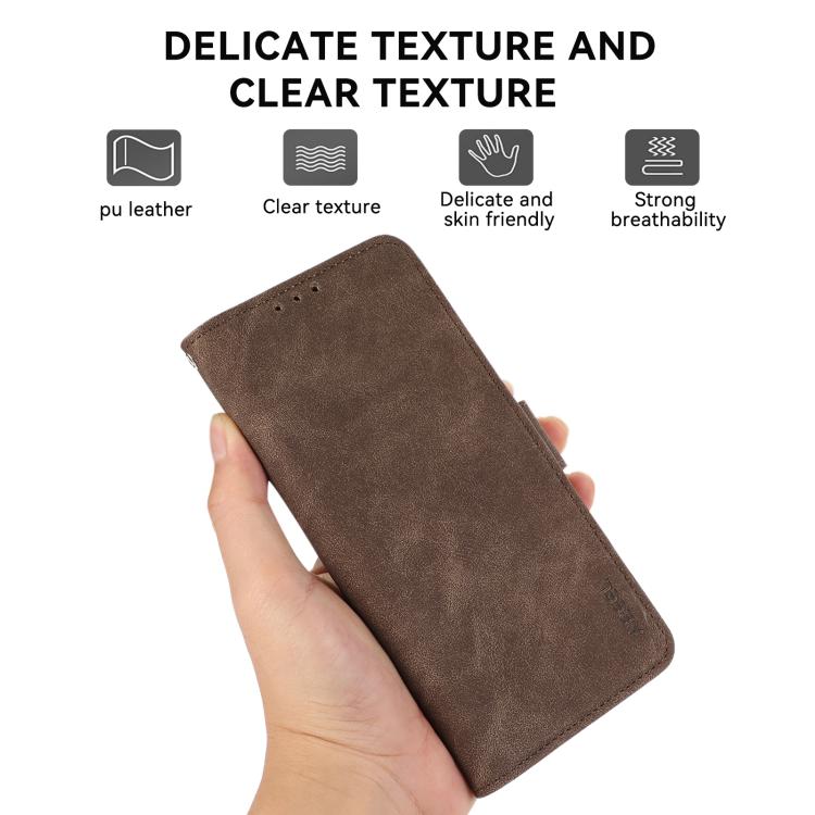 Funda de cuero magnético ABEEL con protección RFID para Samsung Galaxy XCover7 Pro (marrón)