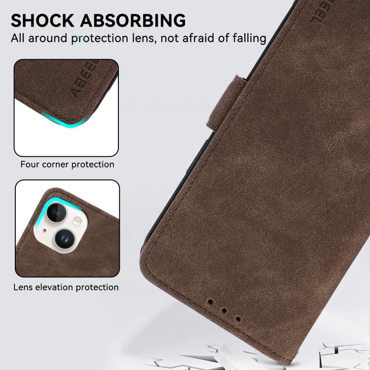 Funda de cuero magnético ABEEL con protección RFID para Samsung Galaxy XCover7 Pro (marrón)