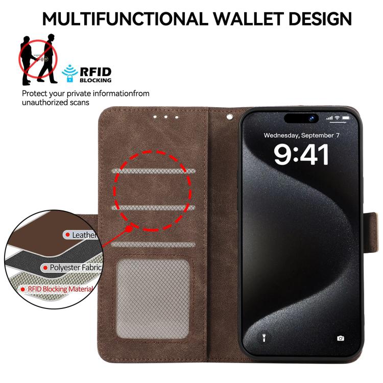 Funda de cuero magnético ABEEL con protección RFID para Samsung Galaxy XCover7 Pro (marrón)