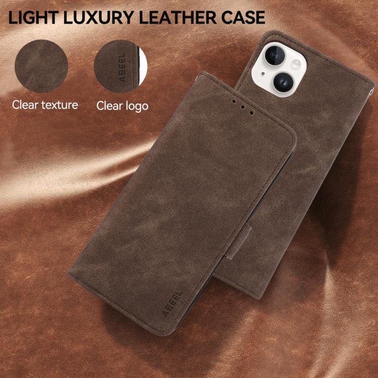Funda de cuero magnético ABEEL con protección RFID para Samsung Galaxy XCover7 Pro (marrón)
