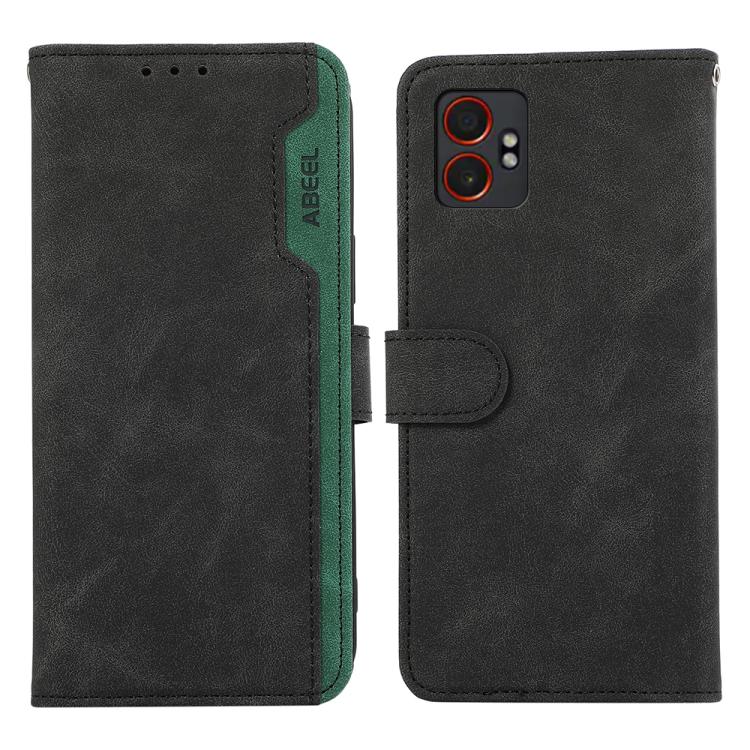 Funda de cuero magnética con bloqueo de color ABEEL para Samsung Galaxy XCover7 Pro (negro y verde)