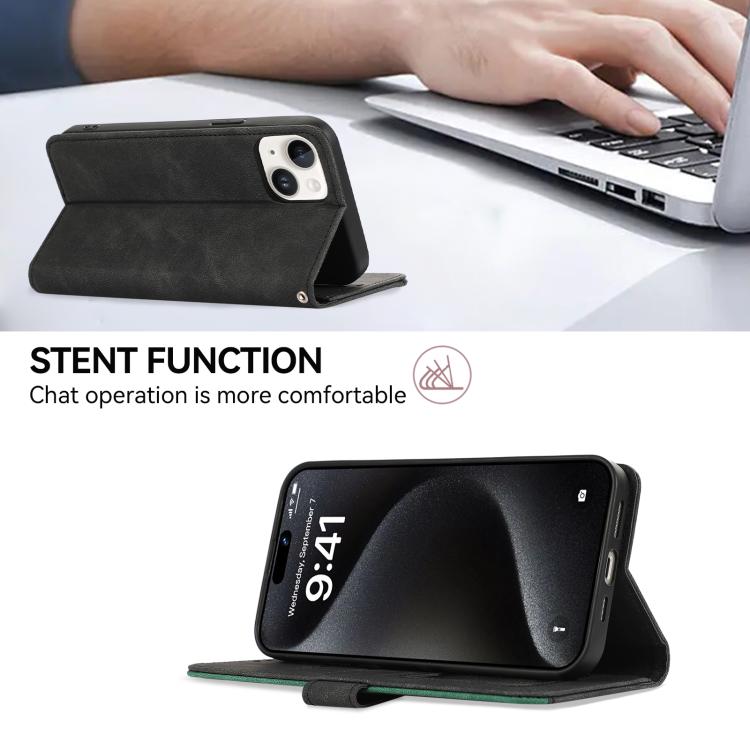 Funda de cuero magnética con bloqueo de color ABEEL para Samsung Galaxy XCover7 Pro (negro y verde)