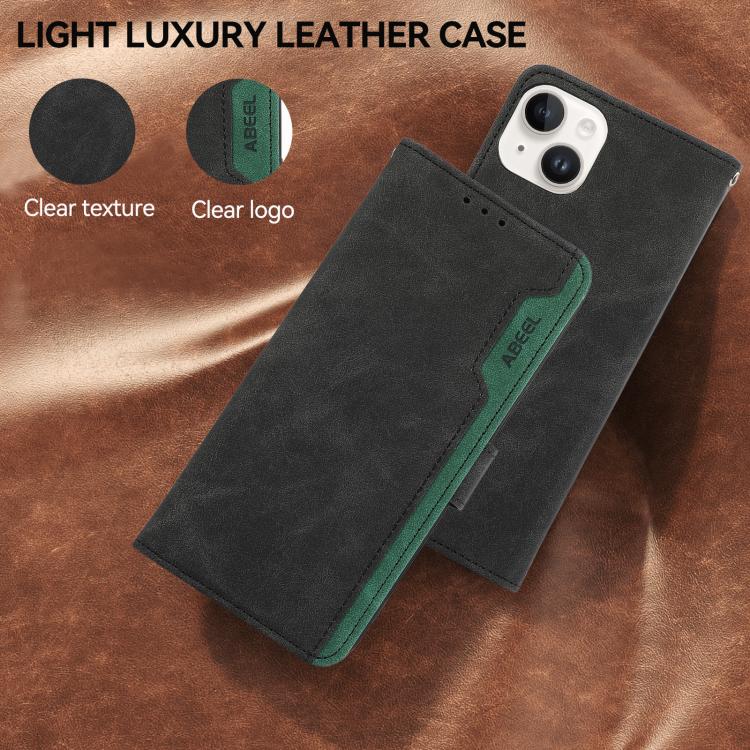Funda de cuero magnética con bloqueo de color ABEEL para Samsung Galaxy XCover7 Pro (negro y verde)