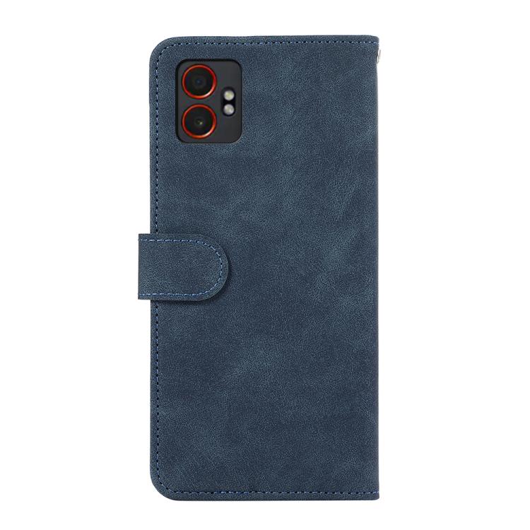 Funda de cuero magnética RFID ABEEL con diseño de bloques de color para Samsung Galaxy XCover7 Pro (azul-marrón)